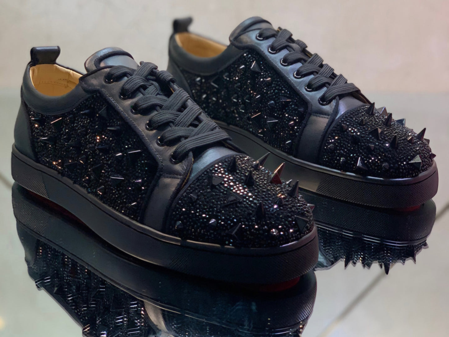Red Bottom Crystal Spikes (Leather)