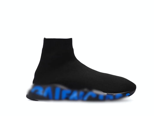 Sock Shoe Blue Graffiti